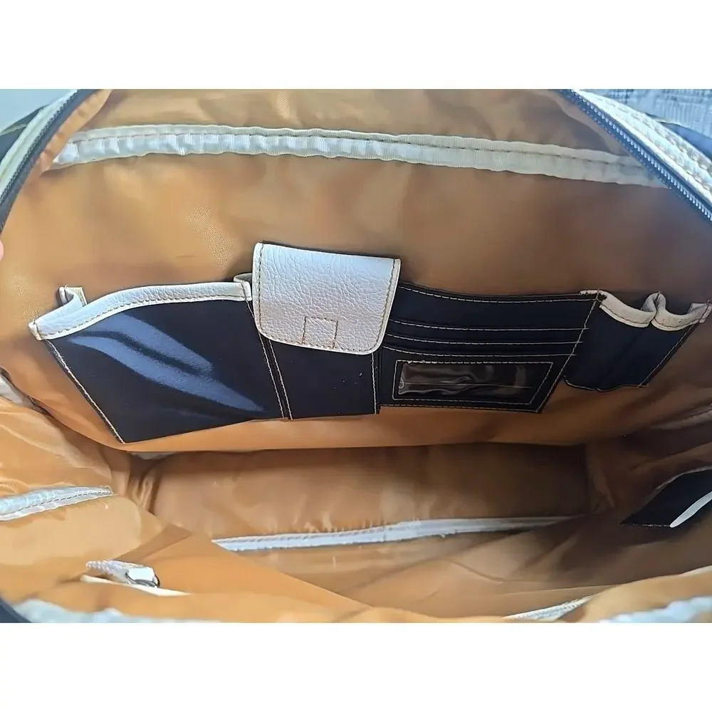 PEGASUS Carry On Handbag Quilted Black Structured Travel Bag Organizer Pockets